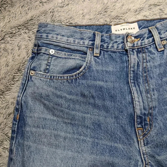 SLVRLAKE Roxy Jeans After The Storm Mid Rise Slim Ripped Cotton Blue Size 29 - Picture 9 of 13